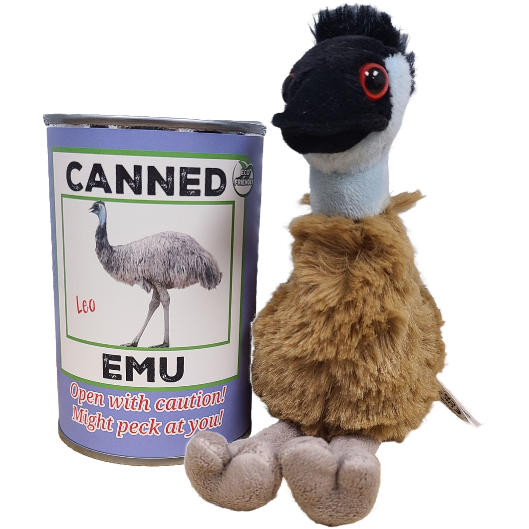 Canned Gifts - Canned Emu | Stuffed Animal Farm Plush w/Jokes | Unique Gift