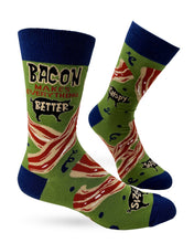 Load image into Gallery viewer, Fabdaz - Bacon Makes Everything Better Men&#39;s Novelty Crew Socks
