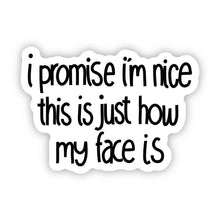 Load image into Gallery viewer, Big Moods - I Promise I'm Nice This Is Just How My Face Is Text Sticker
