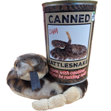 Load image into Gallery viewer, Canned Gifts - Ziggy the Canned Rattlesnake Stuffed Plush w/Funny Jokes
