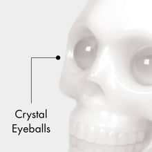Load image into Gallery viewer, 54 Celsius - 6" Large Skull Halloween Candle w Crystal Eyeballs - White

