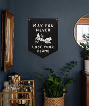 Load image into Gallery viewer, Oxford Pennant - May You Never Lose Your Flame Camp Flag
