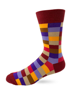 Fabdaz - Colorful Grid Men's Novelty Crew Socks