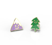 Load image into Gallery viewer, Yellow Owl Workshop - Mountain &amp; Tree Earrings - Gold Outdoorsy Nature Studs
