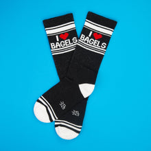 Load image into Gallery viewer, Gumball Poodle - I ❤️ Bagels Gym Crew Socks
