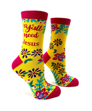 Load image into Gallery viewer, Fabdaz - Y&#39;all Need Jesus Women&#39;s Crew Socks
