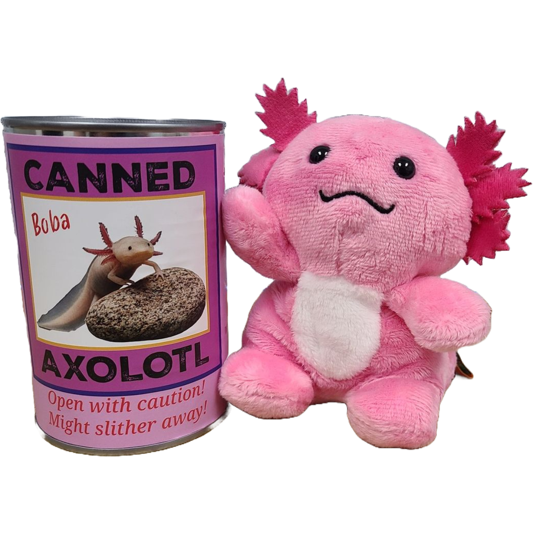 Canned Gifts - Canned Axolotl | Stuffed Animal Plush w/Jokes | Unique Gift