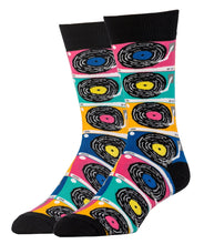 Load image into Gallery viewer, OoohYeah Socks/Sock It Up/OoohGeez Slippers - Put That Record On | Men&#39;s Cotton Crew Funny Socks
