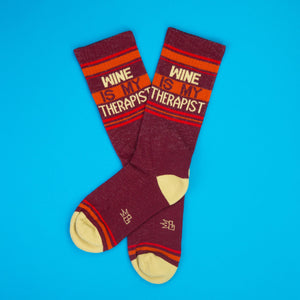 Gumball Poodle - Wine is My Therapist Gym Crew Socks