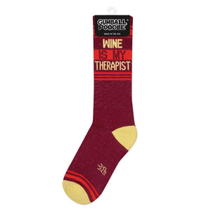 Gumball Poodle - Wine is My Therapist Gym Crew Socks