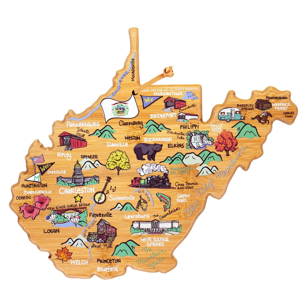 Totally Bamboo - West Virginia Cutting Board with Artwork by Fish Kiss™