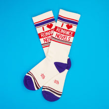 Load image into Gallery viewer, Gumball Poodle - I ❤️ Romance Novels Gym Crew Socks
