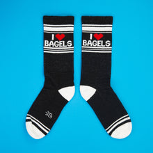 Load image into Gallery viewer, Gumball Poodle - I ❤️ Bagels Gym Crew Socks
