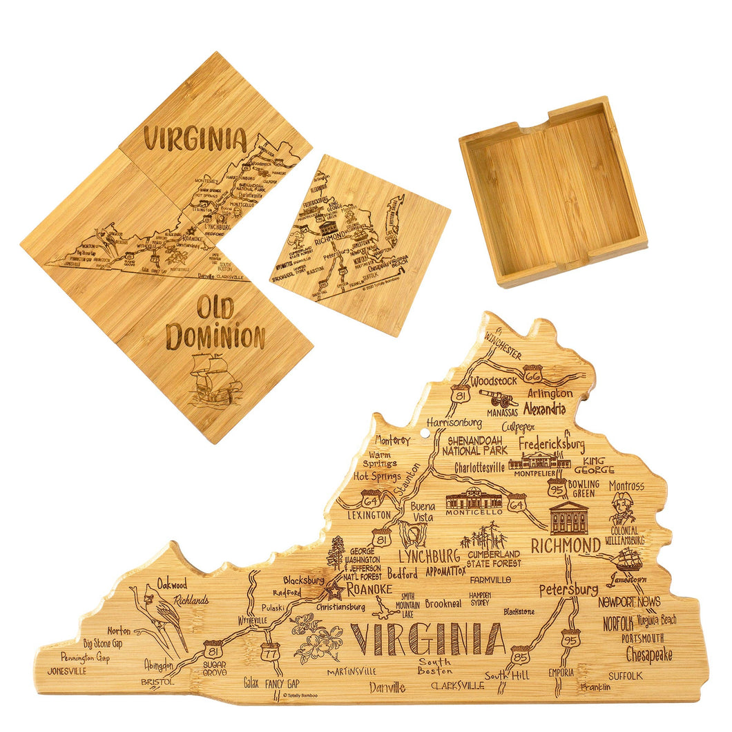 Totally Bamboo - Virginia Charcuterie Board & Coaster Gift Set