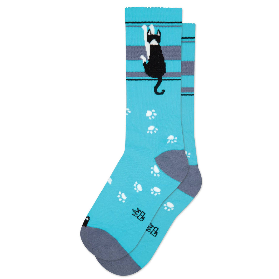 Gumball Poodle - Hanging Tuxedo Cat Gym Crew Socks