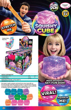 Load image into Gallery viewer, Novelty Brands - Fun Doh Squish &amp; Squeeze Sparkle Cube Fidget Toy- 12/Display
