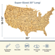 Load image into Gallery viewer, Totally Bamboo - XXL Destination USA Cutting &amp; Charcuterie Board, 30" x 19"

