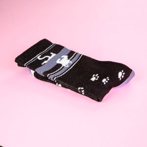 Gumball Poodle - Upside-Down White Cat Gym Crew Socks