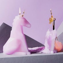 Load image into Gallery viewer, 54 Celsius - PyroPet Einar Unicorn Skeleton Candle - 8&quot; Tall, Lilac
