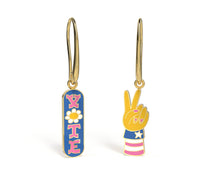 Load image into Gallery viewer, Yellow Owl Workshop - Vote Earrings - Gold Election Statement Jewelry
