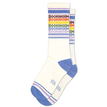 Load image into Gallery viewer, Gumball Poodle - Bookworm - Vintage Rainbow repeat Gym Crew Socks
