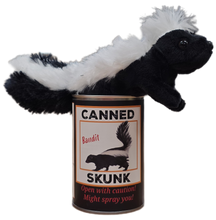 Load image into Gallery viewer, Canned Gifts - Canned Skunk | Stuffed Animal Plush w/Funny Jokes on Can
