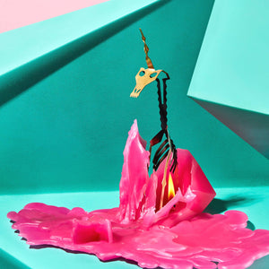 54 Celsius - PyroPet Einar Unicorn Skeleton Candle - 8" Tall, Hot Pink