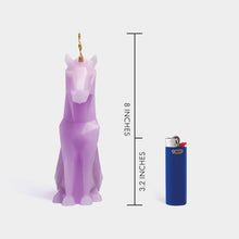 Load image into Gallery viewer, 54 Celsius - PyroPet Einar Unicorn Skeleton Candle - 8&quot; Tall, Lilac
