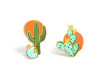 Load image into Gallery viewer, Yellow Owl Workshop - Cactus Sunset Earrings - Gold Desert Statement Studs
