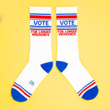 Load image into Gallery viewer, Gumball Poodle - Vote...For Longer Weekends Gym Crew Socks
