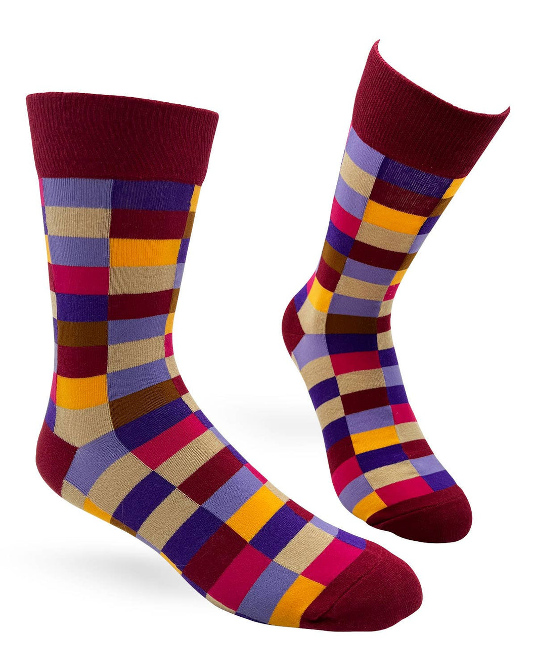 Fabdaz - Colorful Grid Men's Novelty Crew Socks