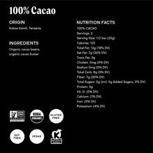 Load image into Gallery viewer, Raaka Chocolate - 100% Cacao (No Added Sugar) Chocolate Bar

