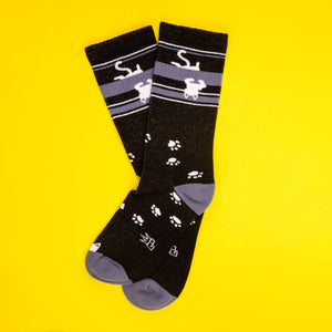 Gumball Poodle - Upside-Down White Cat Gym Crew Socks