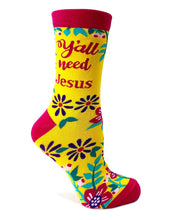 Load image into Gallery viewer, Fabdaz - Y&#39;all Need Jesus Women&#39;s Crew Socks
