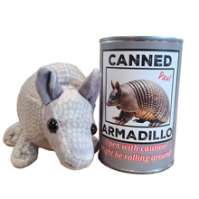 Load image into Gallery viewer, Canned Gifts - Canned Armadillo | Stuffed Animal Plush w/Funny Jokes on Can

