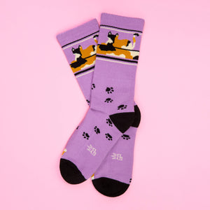 Gumball Poodle - Lounging Calico Cat Gym Crew Socks