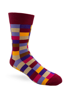 Fabdaz - Colorful Grid Men's Novelty Crew Socks