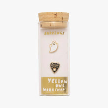 Load image into Gallery viewer, Yellow Owl Workshop - Ghost &amp; Ouija Earrings - Gold Halloween Spooky Studs
