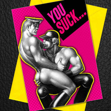 Load image into Gallery viewer, Peachy Kings / Kweer Cards - Tom of Finland YOU SUCK Gay Greeting Card (Queer, LGBTQ)
