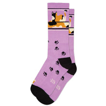 Load image into Gallery viewer, Gumball Poodle - Lounging Calico Cat Gym Crew Socks
