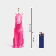 Load image into Gallery viewer, 54 Celsius - PyroPet Einar Unicorn Skeleton Candle - 8&quot; Tall, Hot Pink

