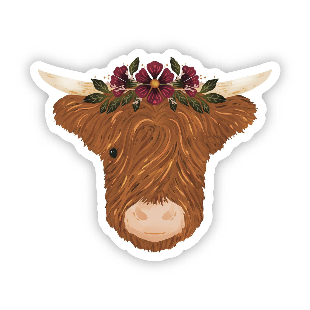 Big Moods - Highland Cow & Flower Crown Sticker