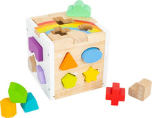 Load image into Gallery viewer, Hauck Toys - Small Foot Wooden Toys Rainbow Shape Sorter Cube Playset Des
