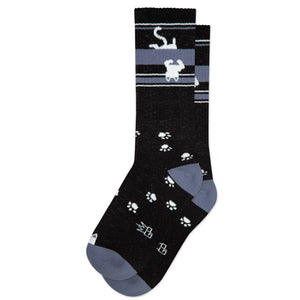 Gumball Poodle - Upside-Down White Cat Gym Crew Socks