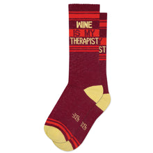 Load image into Gallery viewer, Gumball Poodle - Wine is My Therapist Gym Crew Socks
