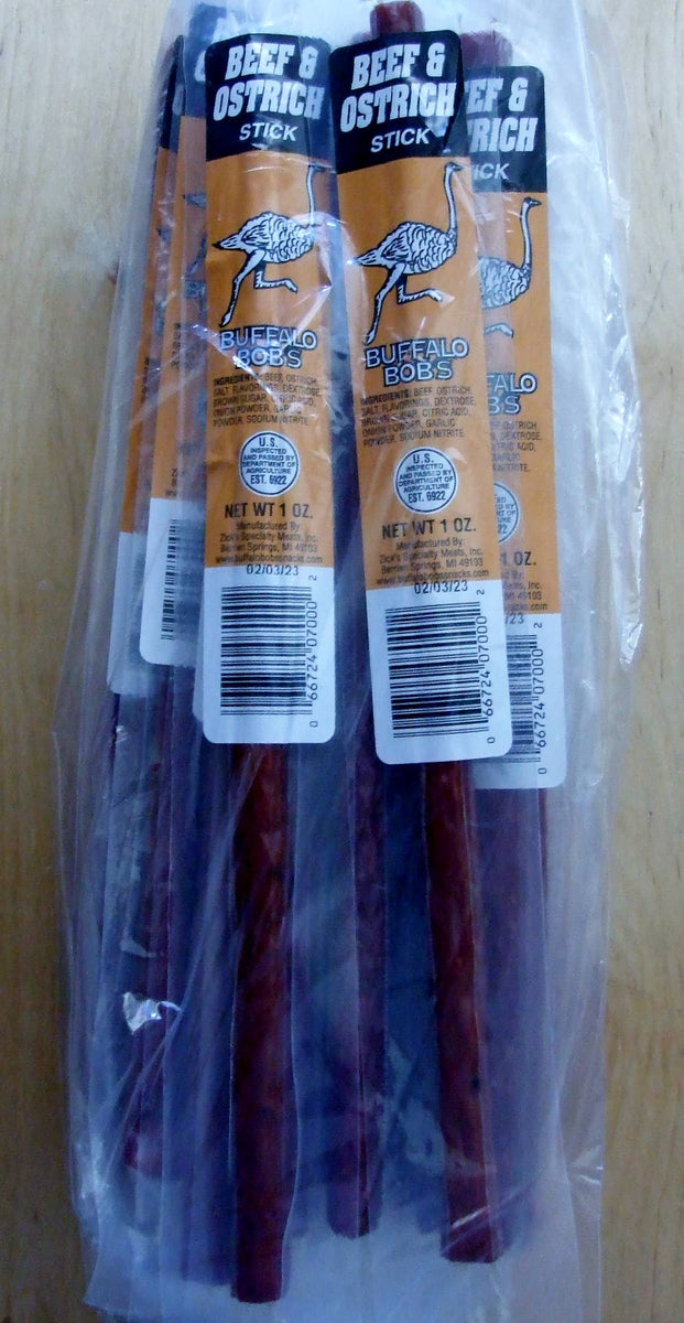 K & G Bulls Head Jerky LLC Ostrich Meat Sticks 1 oz 24 Sticks Per Ba