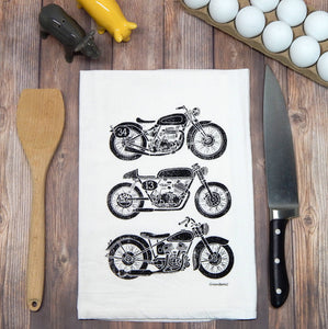 Green Bee Tea Towels - Motorcycle Flour Sack Tea Towel