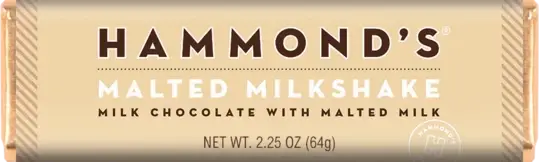 Hammond's Candies - Malted Milkshake Milk Chocolate Candy Bar 2.25oz