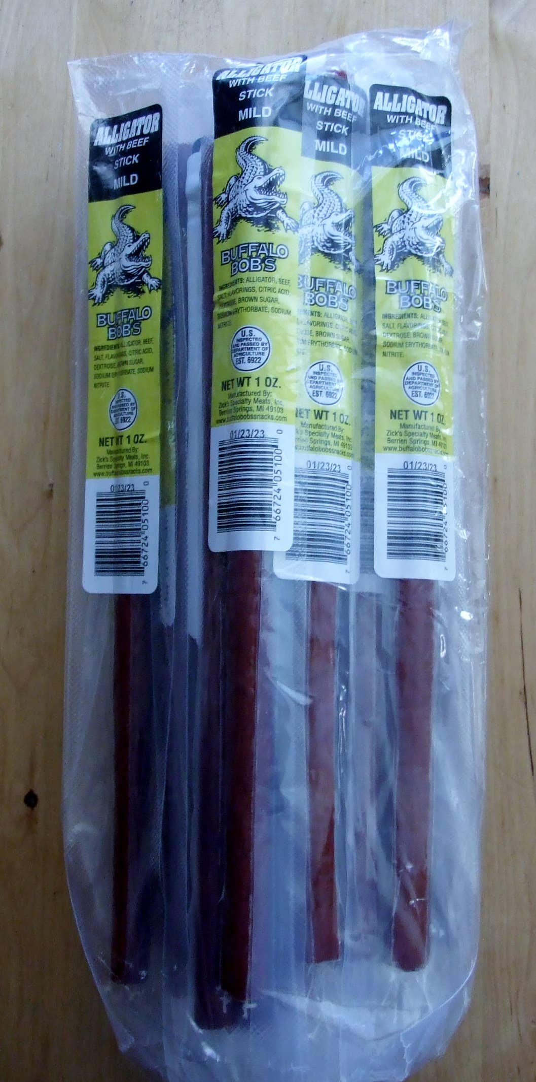 K & G Bulls Head Jerky LLC - Alligator Mild Meat Sticks 1 oz 24 Sticks Per Bag