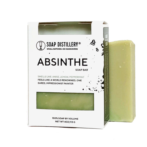 lime green bar of soap that smells like anise, lemon, and peppermint